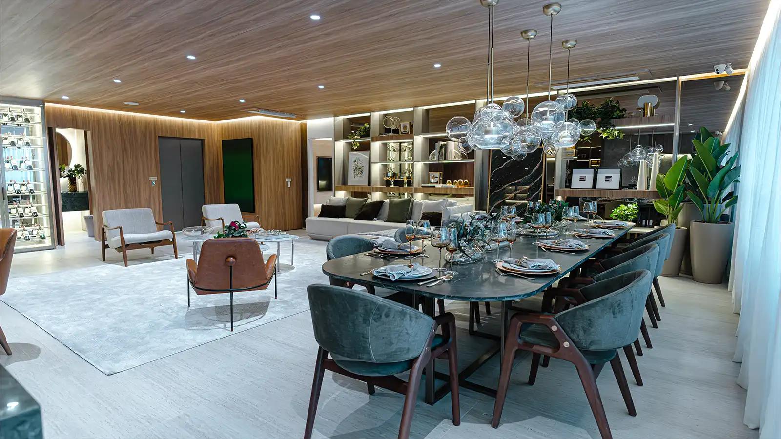 Living do apartamento decorado de 207 m²